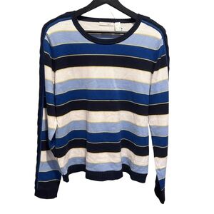 Liz Claiborne Golf Striped Blue White Sweater Size XL